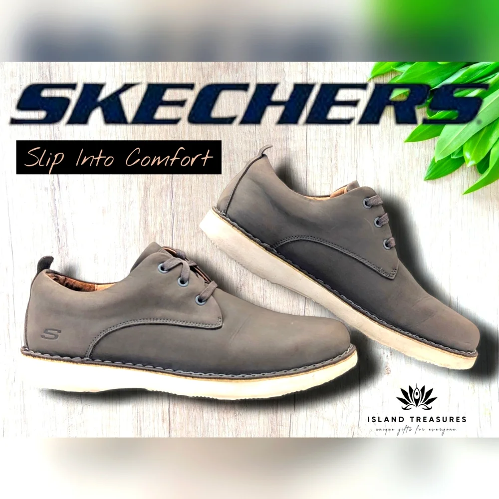 Skechers Solden-Talone Men Sz 12 Charcol Gray Air-Cooled Memory Foam Classic Fit